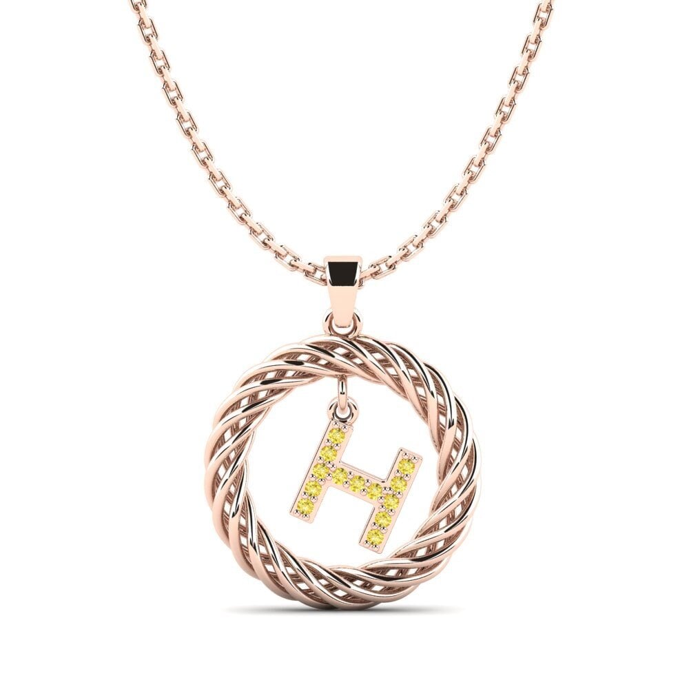 Rotgold 750 Gelber Saphir Damen anhänger Goudron - H