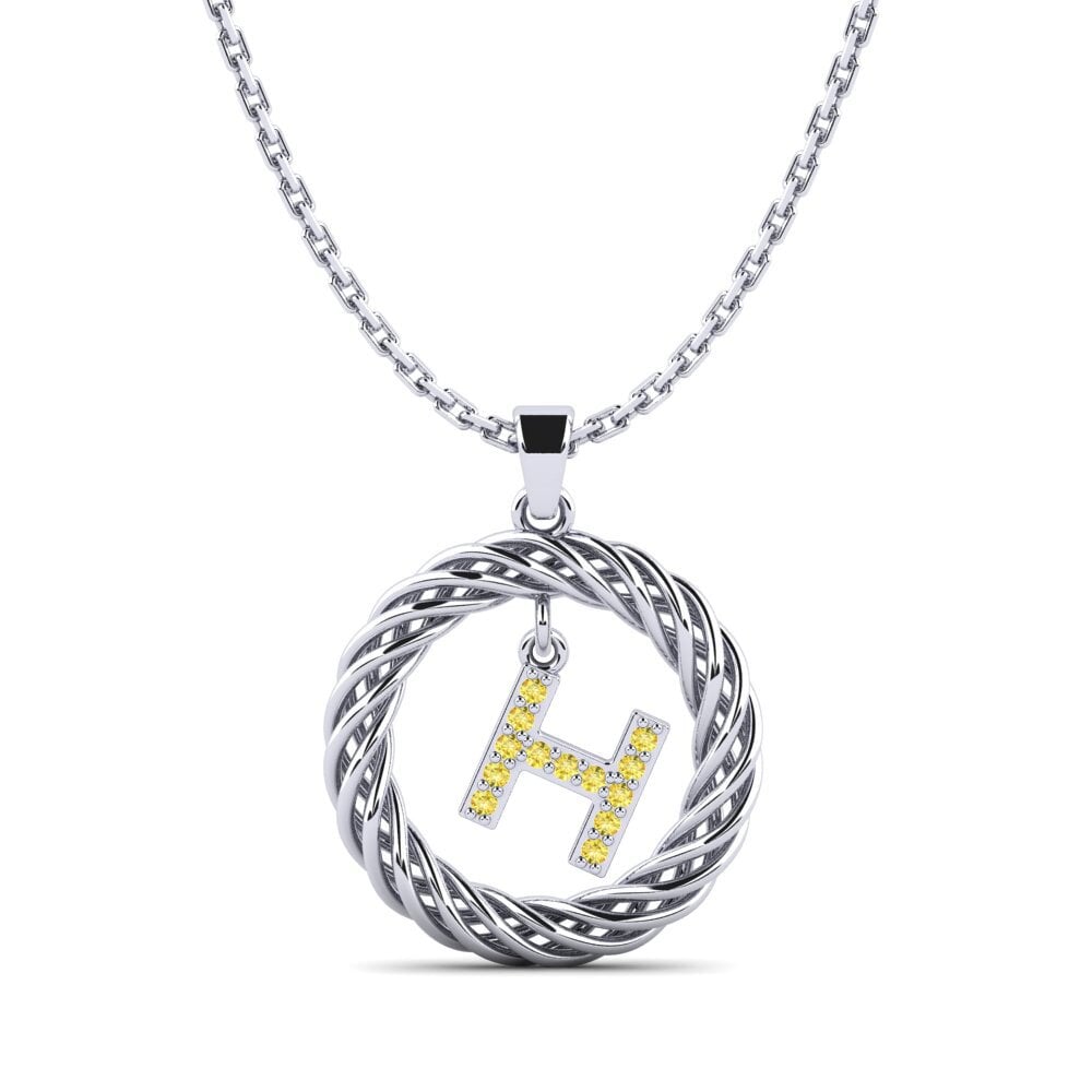 Weißgold 750 Gelber Saphir Damen anhänger Goudron - H
