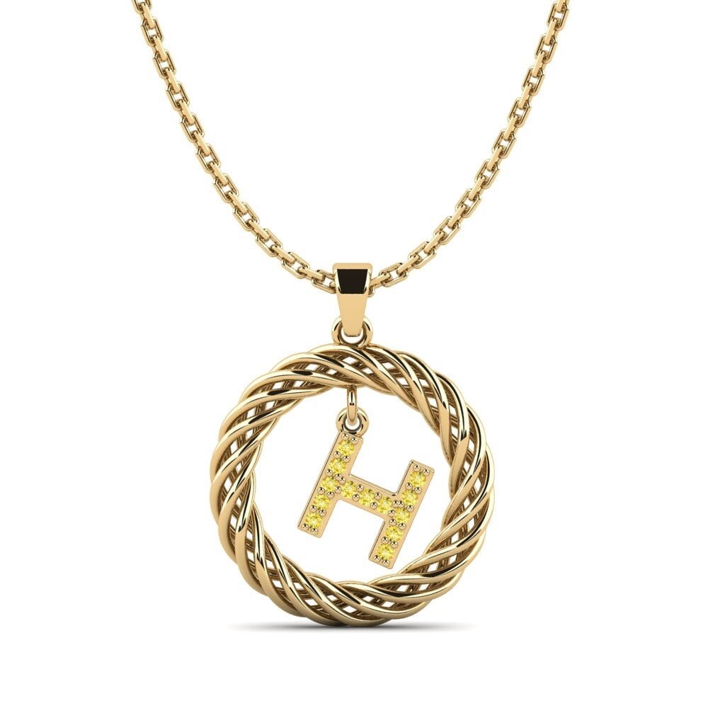 Gelbgold 585 Gelber Saphir Damen anhänger Goudron - H