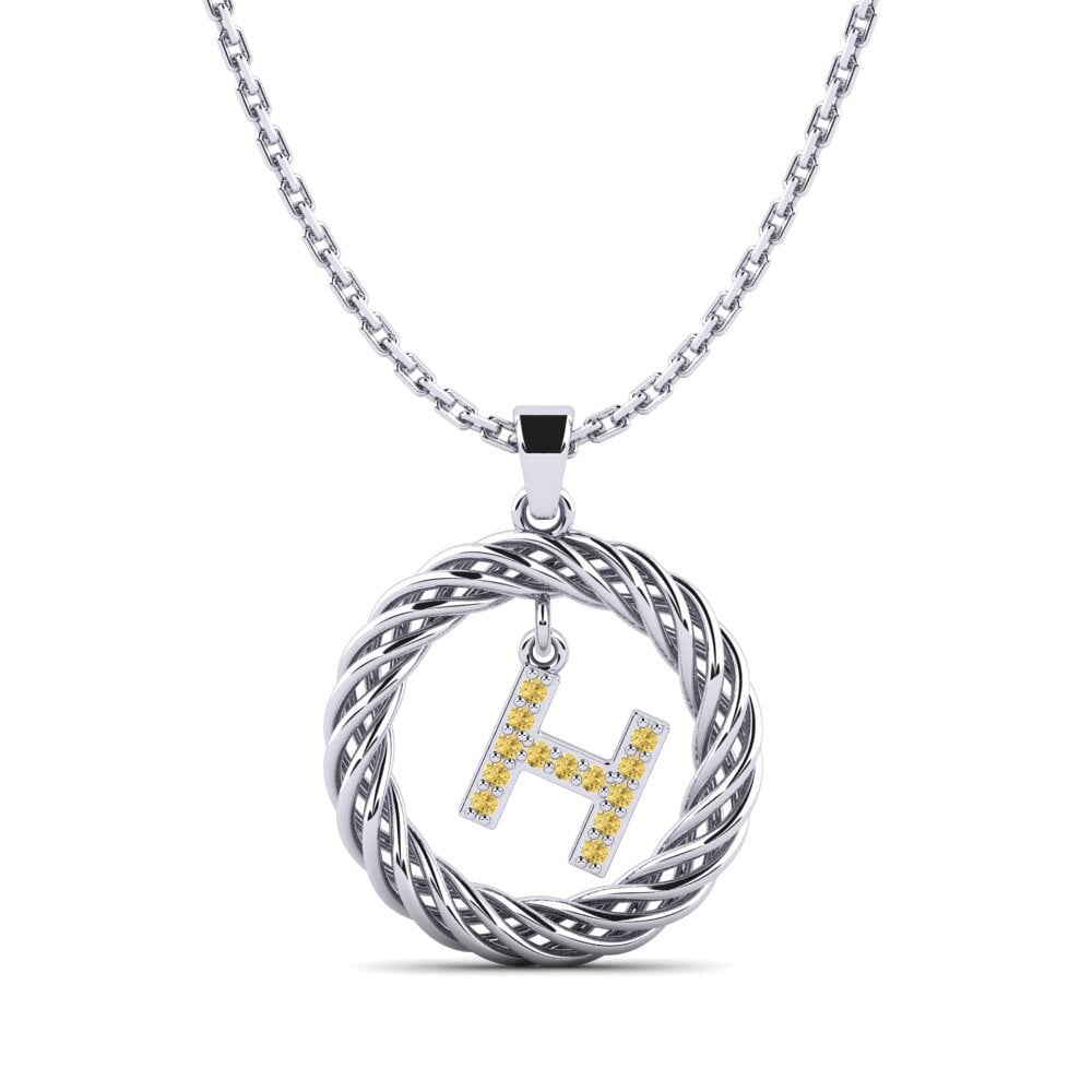 Weißgold 585 Gelber Diamant Damen anhänger Goudron - H