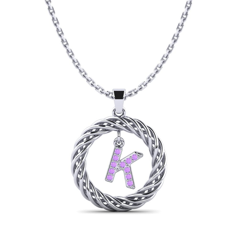 Weiß-Silber Amethyst Damen anhänger Goudron - K