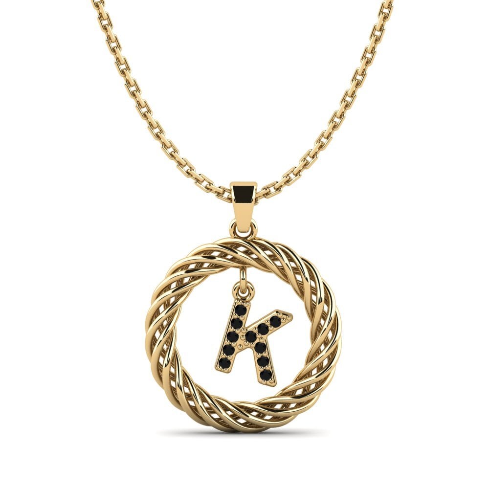 Gelbgold 585 Schwarzer Onyx Damen anhänger Goudron - K