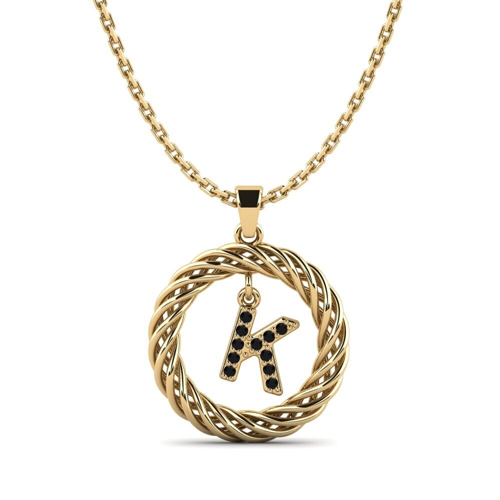 Gelbgold 750 Schwarzer Diamant Damen anhänger Goudron - K
