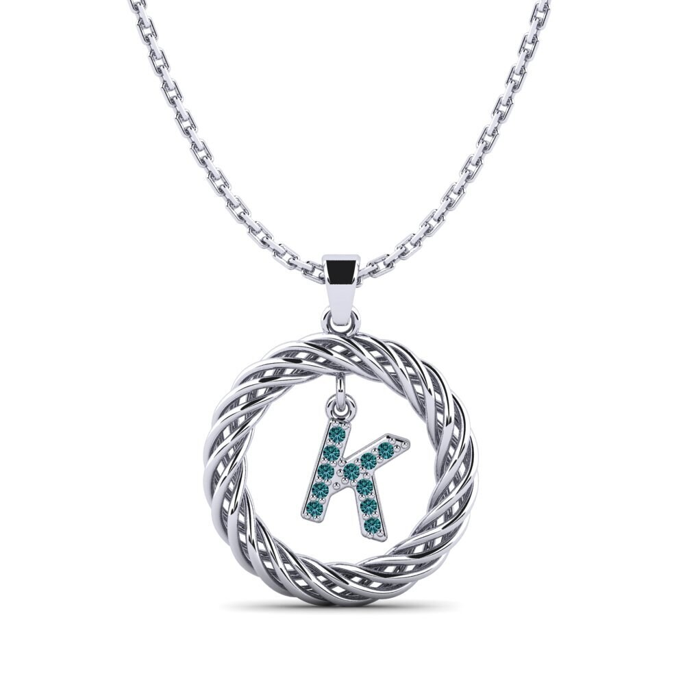 Weißgold 375 Blauer Diamant Damen anhänger Goudron - K
