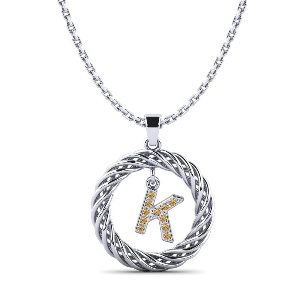 Weiß-Silber Brauner Diamant Damen anhänger Goudron - K
