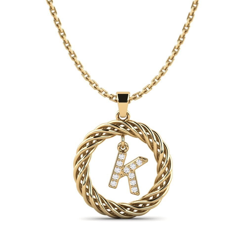 Gelbgold 750 Weißer Saphir Damen anhänger Goudron - K