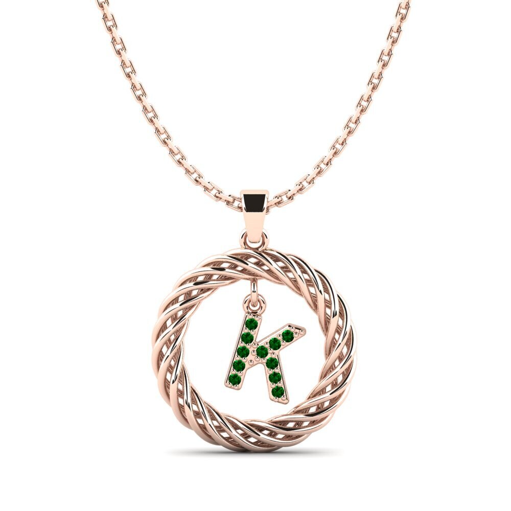 Rotgold 585 Grüner Zirkonia Damen anhänger Goudron - K