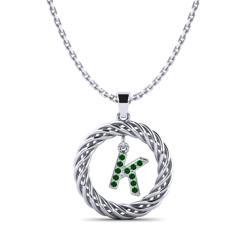 950 Palladium Grüner Zirkonia Damen anhänger Goudron - K