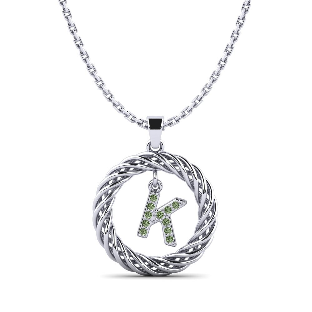 950 Palladium Grüner Diamant Damen anhänger Goudron - K