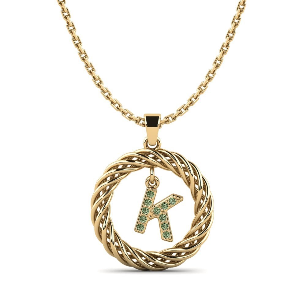 Gelbgold 585 Grüner Diamant Damen anhänger Goudron - K