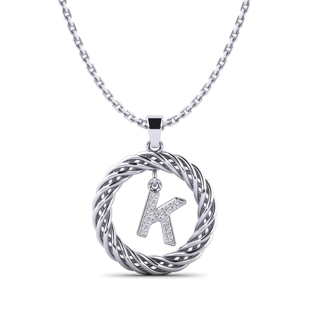 Weißgold 375 Labor-gezüchteter Diamant Damen anhänger Goudron - K