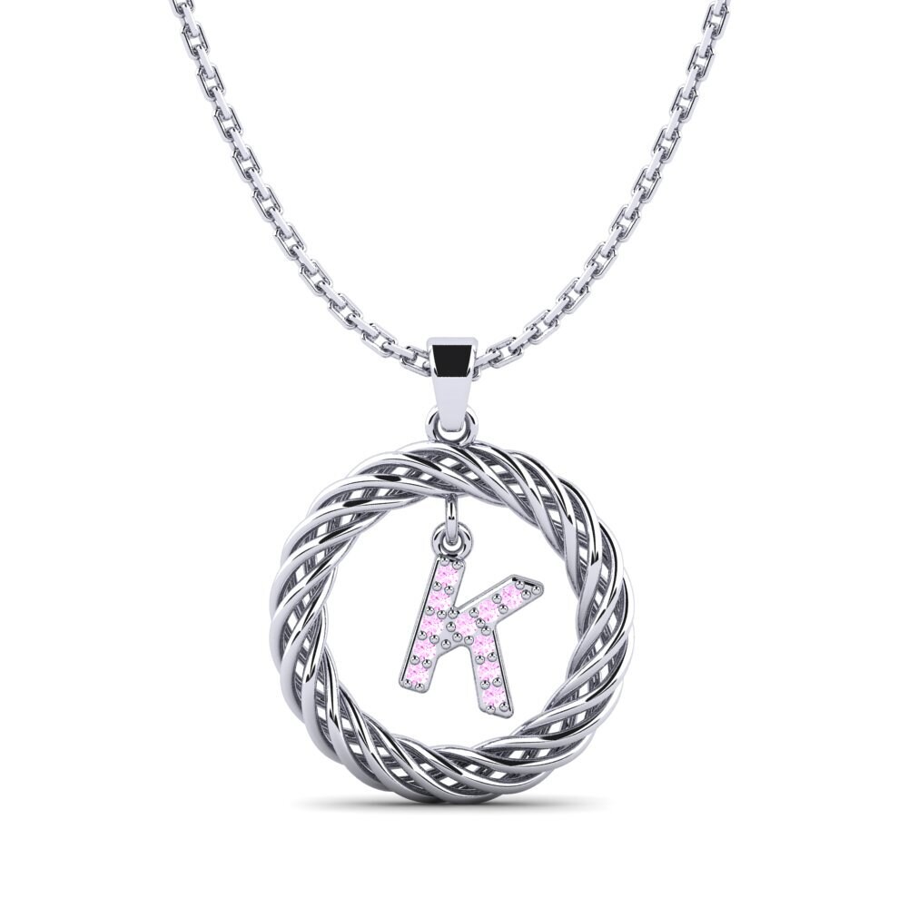 950 Platin Rosa Saphir Damen anhänger Goudron - K