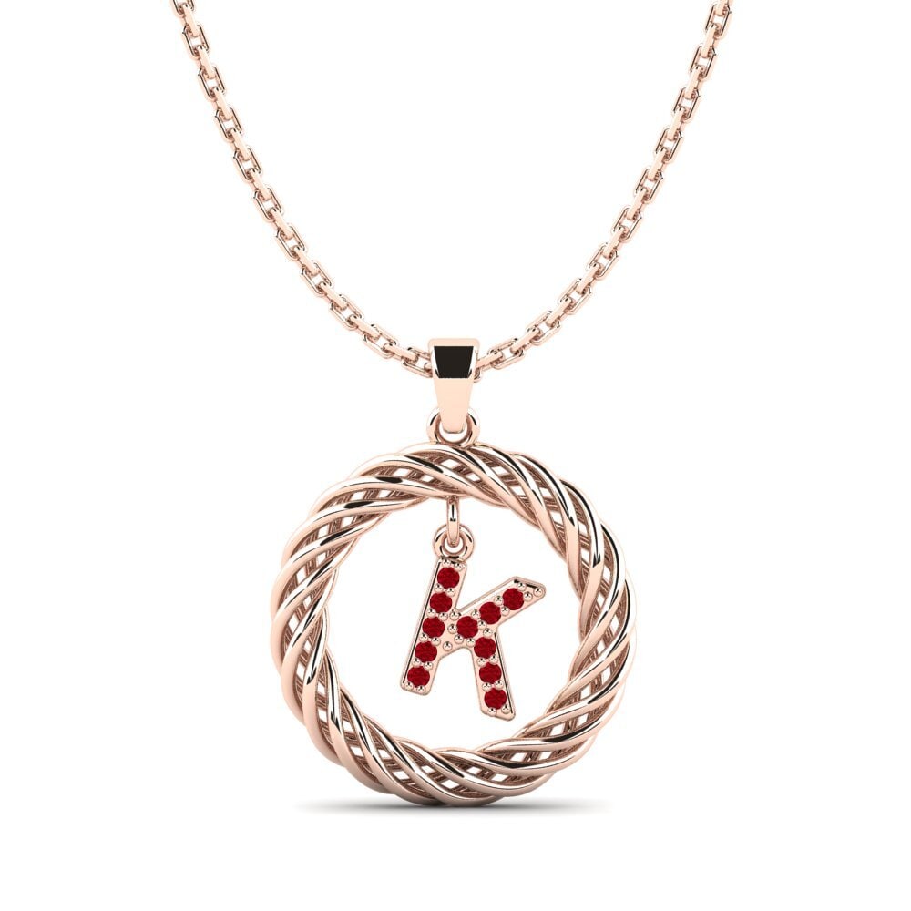 Rotgold 585 Roter Zirkonia Damen anhänger Goudron - K