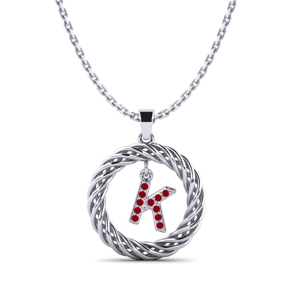 Weißgold 750 Roter Zirkonia Damen anhänger Goudron - K