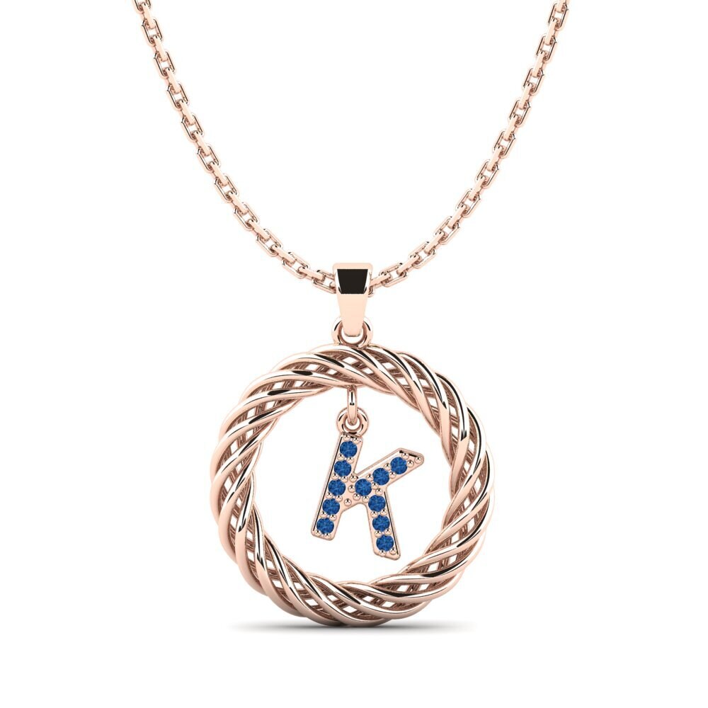 Rotgold 585 Dunkelblauer Zirkonia Damen anhänger Goudron - K