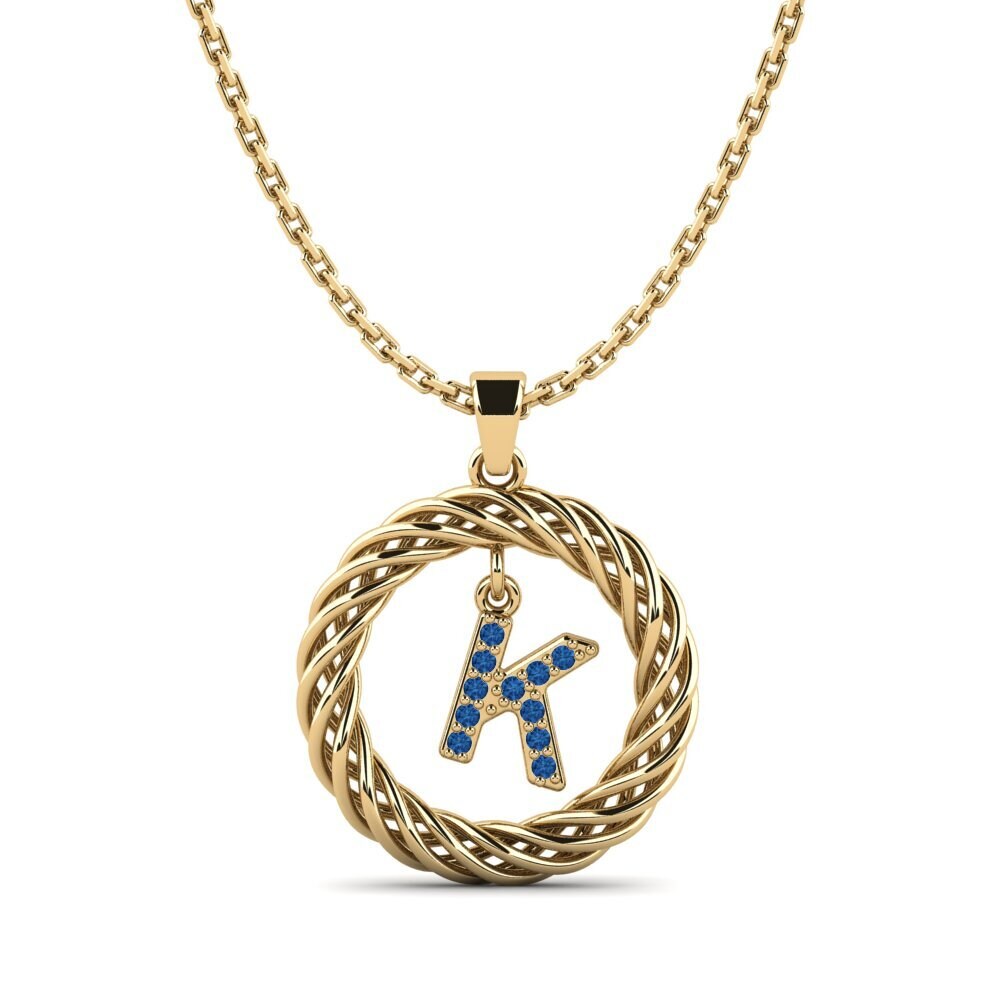 Gelbgold 750 Dunkelblauer Zirkonia Damen anhänger Goudron - K