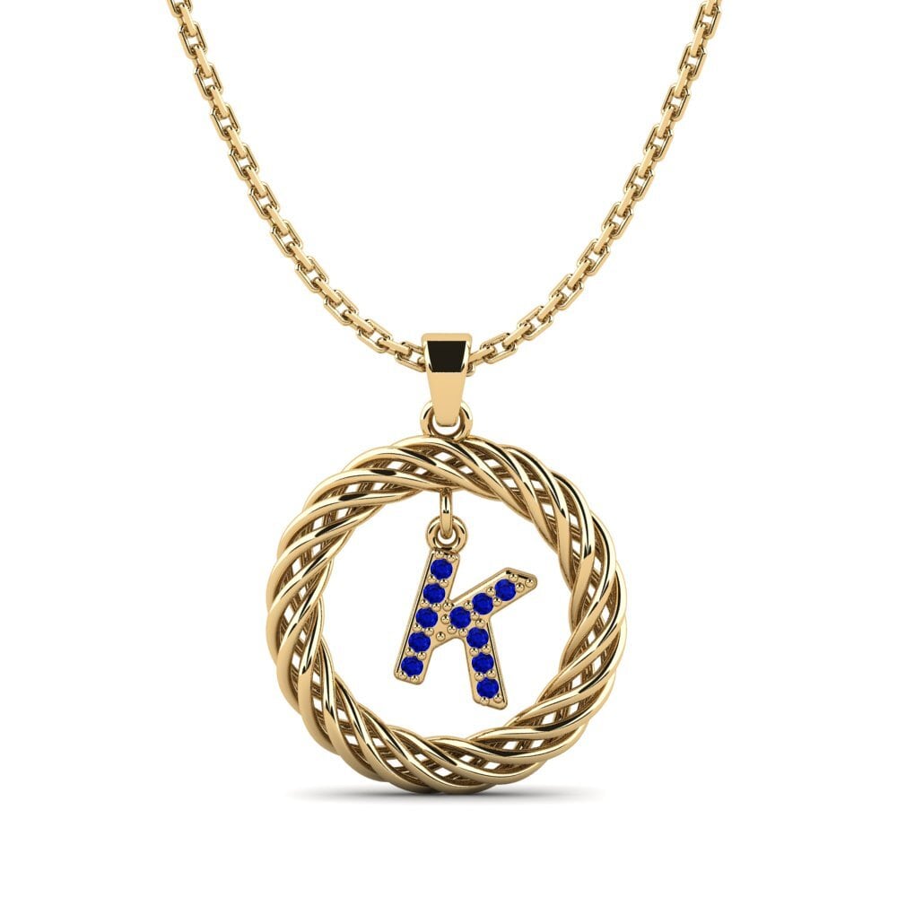 Gelbgold 585 Saphir Damen anhänger Goudron - K