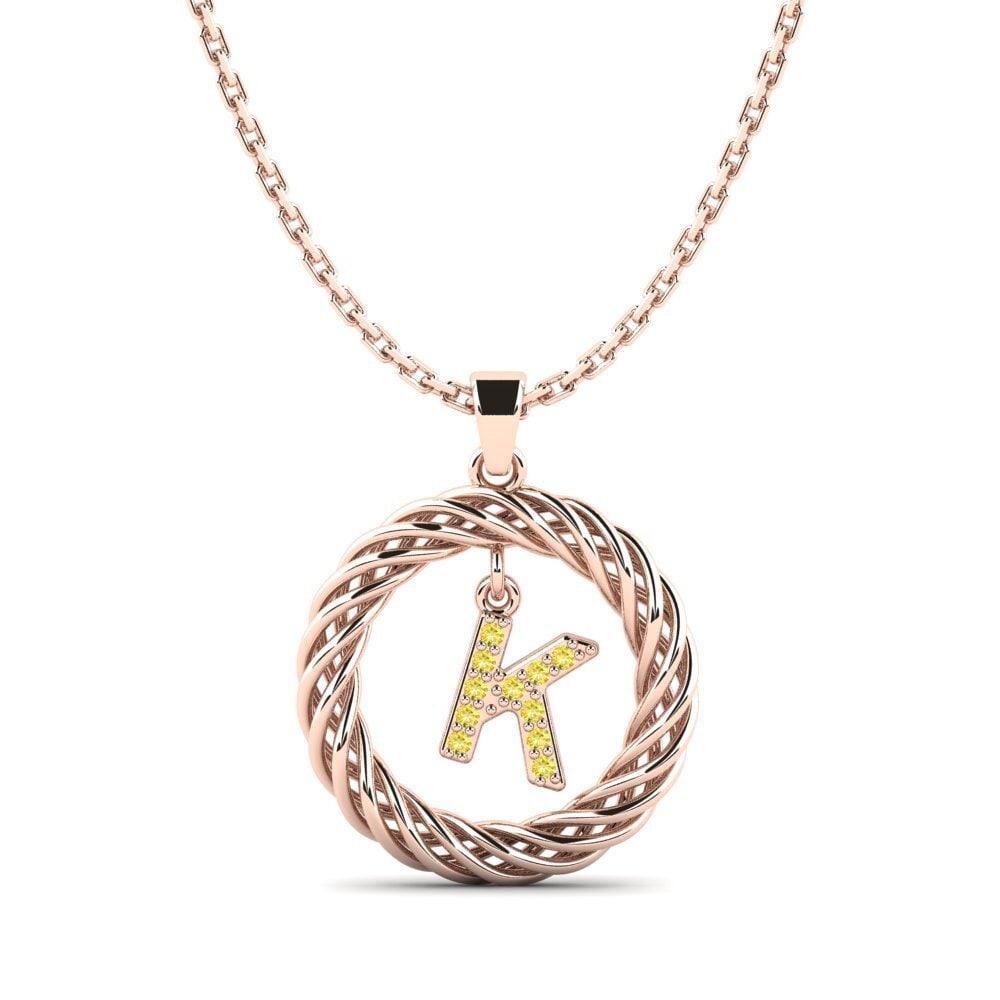 Rotgold 750 Gelber Saphir Damen anhänger Goudron - K