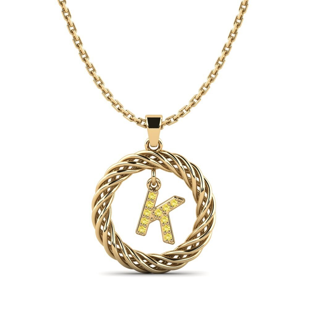 Gelbgold 585 Gelber Saphir Damen anhänger Goudron - K