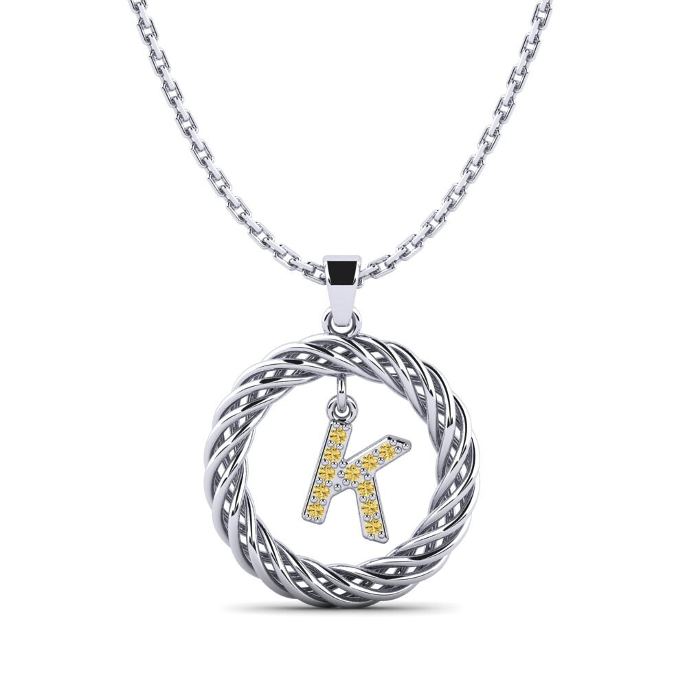 Weißgold 585 Gelber Diamant Damen anhänger Goudron - K