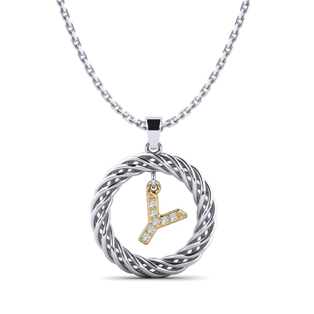 Round Diamond Women's Pendant Goudron - Y