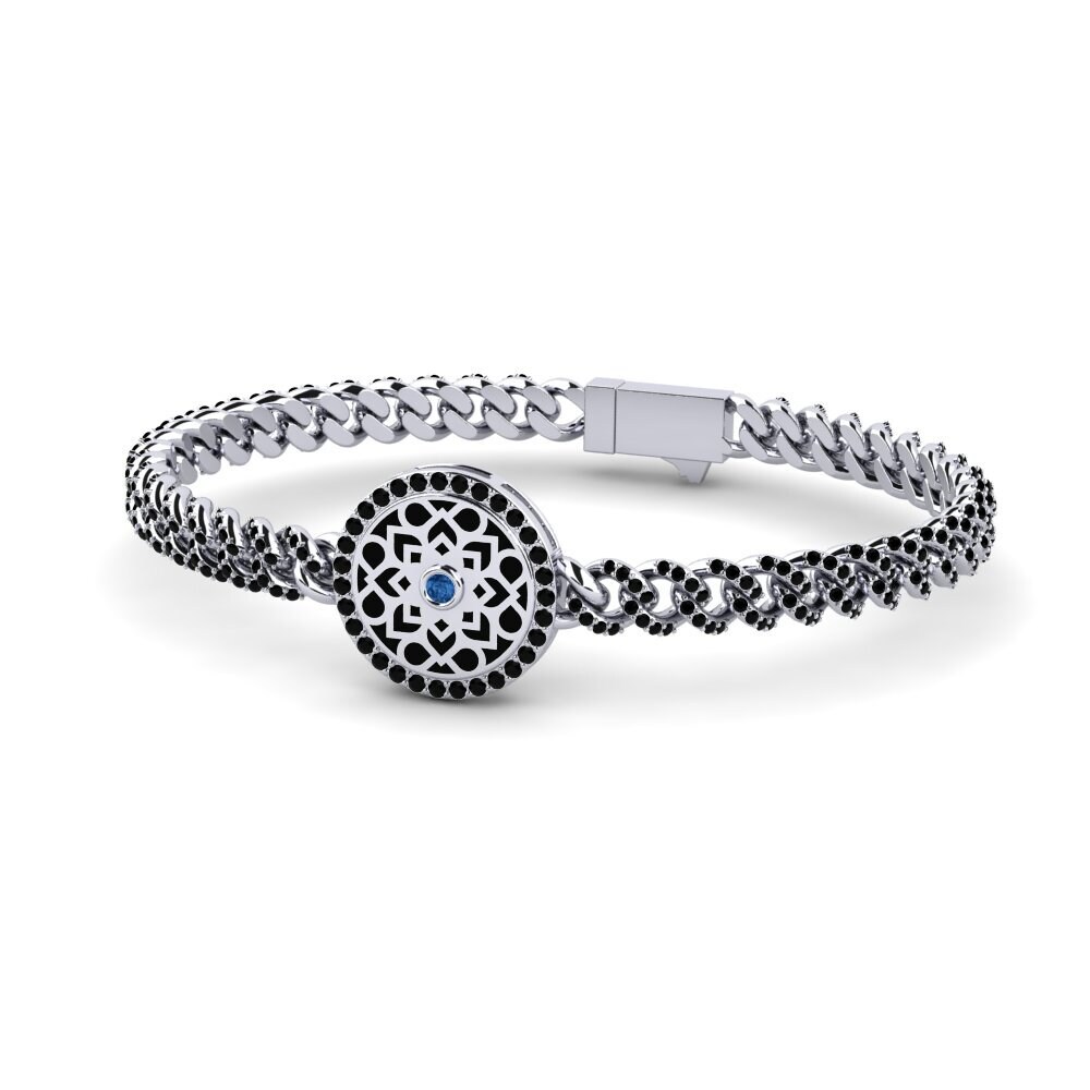 White Silver Dark Blue Zirconia Women's Bracelet Goulbap