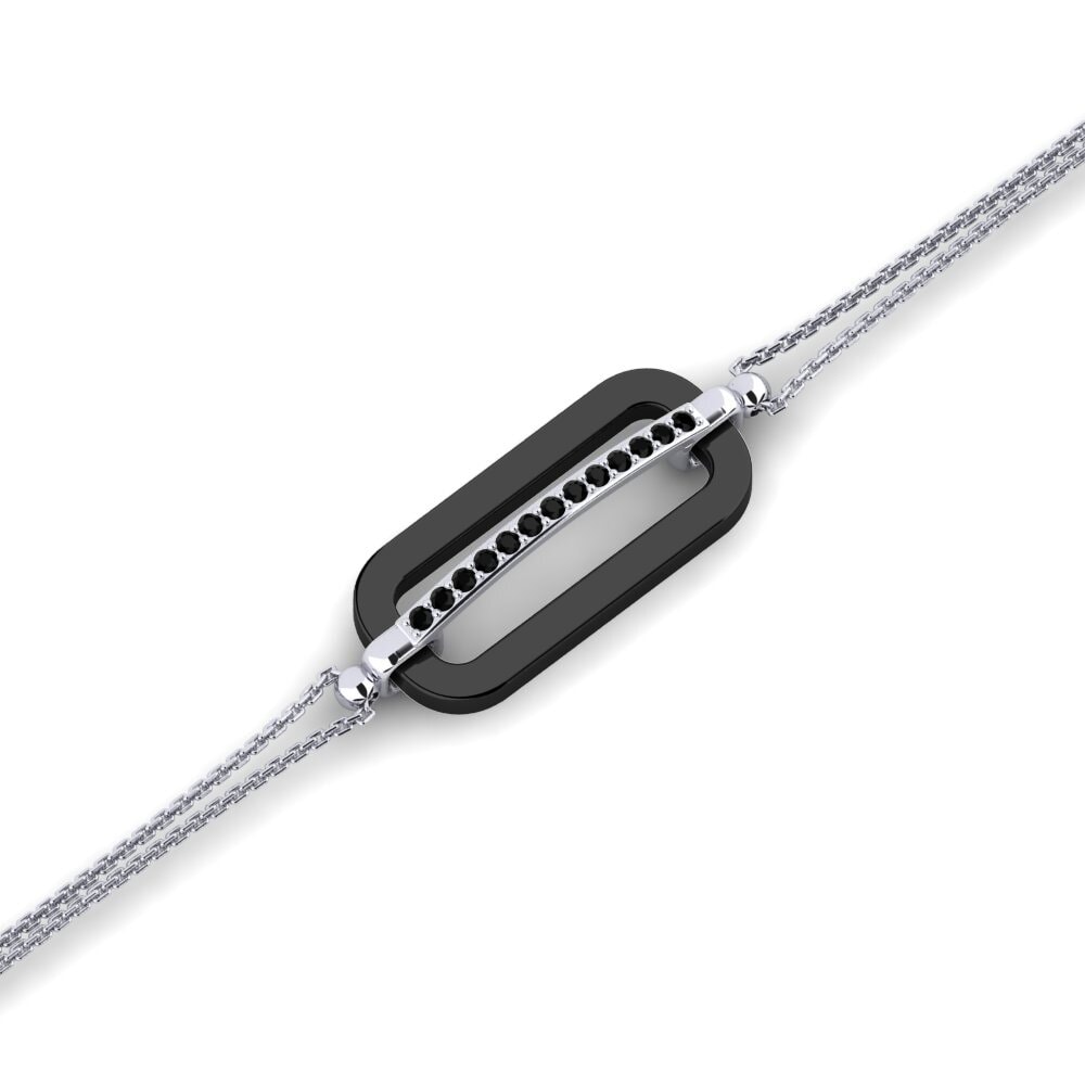 9k Oro blanco Zafiro negro Pulsera de Mujer Gould