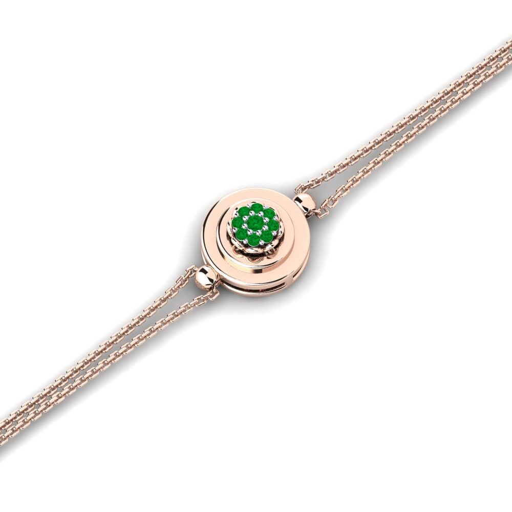 9ct Rose & White Gold Emerald Women's Bracelet Gousias