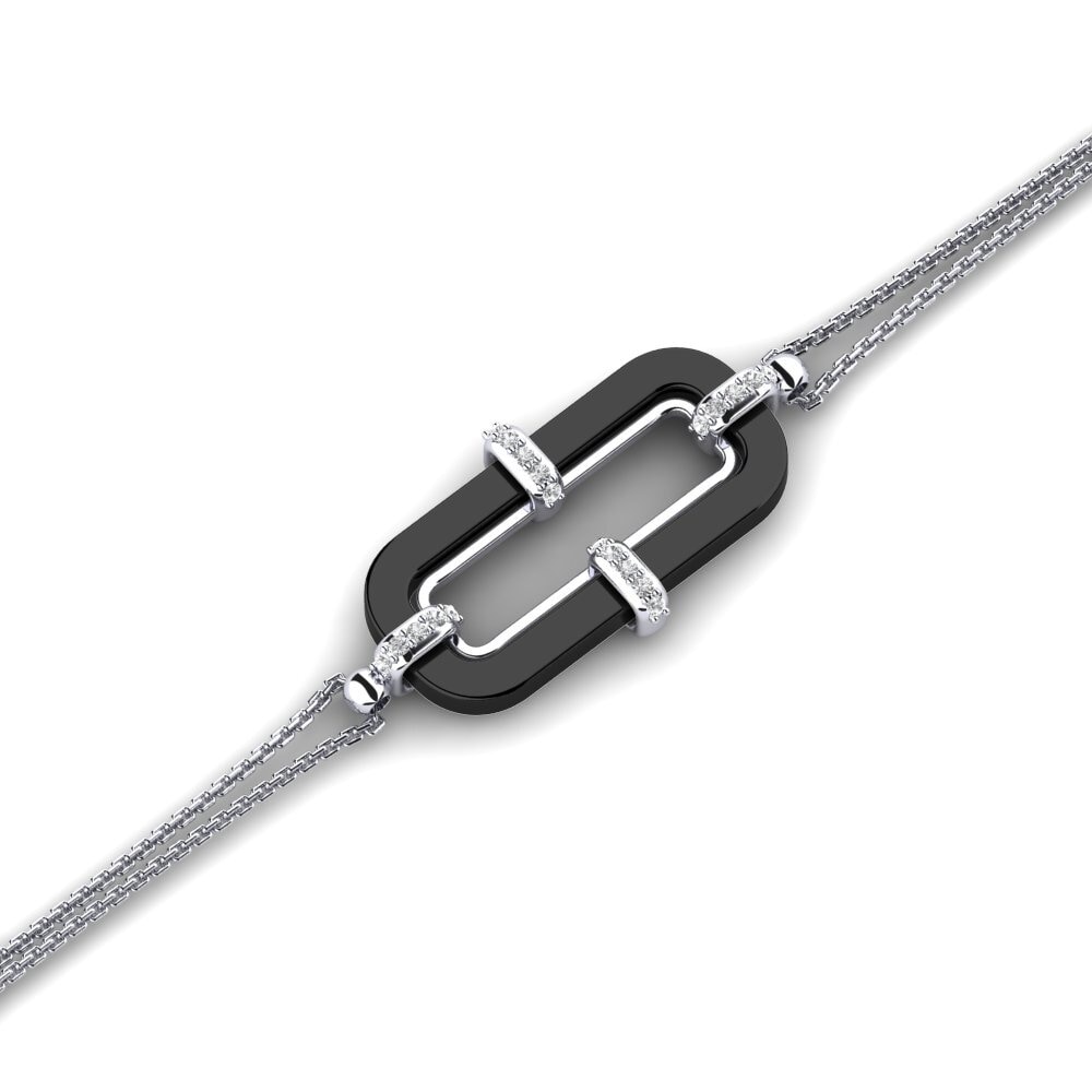 Paladio 950 Zafiro blanco Pulsera de Mujer Gowdy