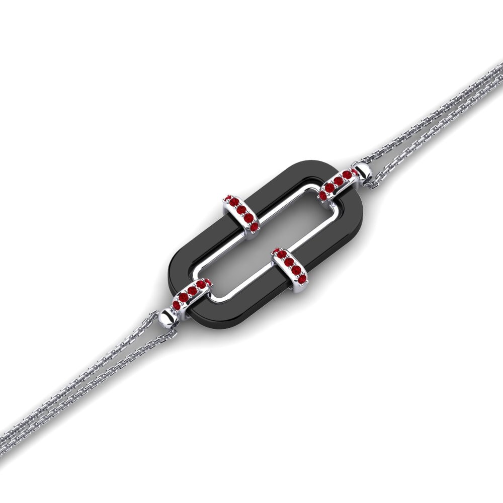 950 Palladium Red Zirconia Women's Bracelet Gowdy