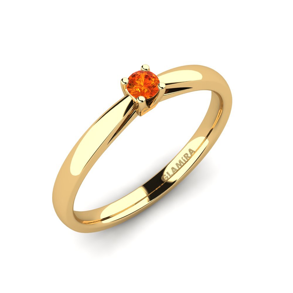 18k Oro Amarillo Zafiro Naranja Anillo de compromiso Grace 0.1crt