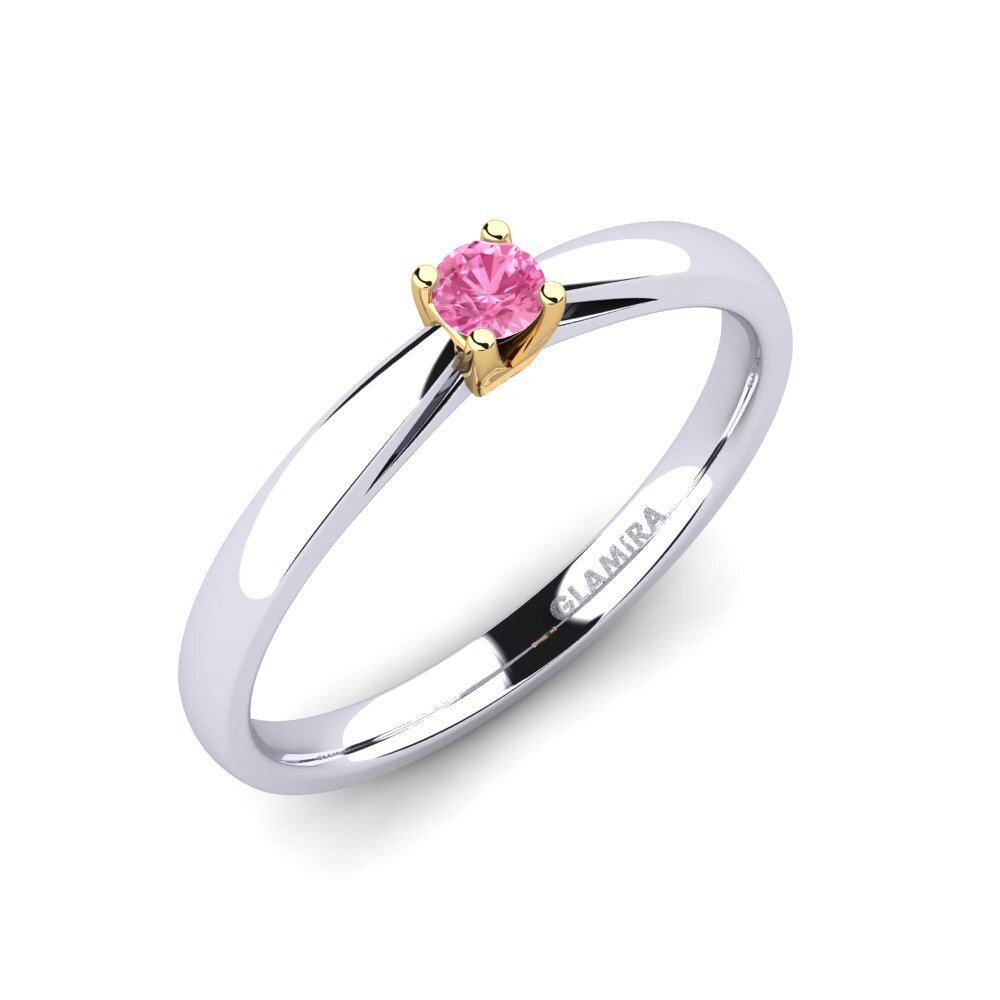 18ct White / Yellow Gold Pink Sapphire Engagement Ring Grace 0.1crt