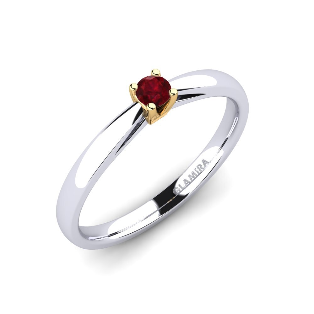 18ct White / Yellow Gold Ruby Engagement Ring Grace 0.1crt