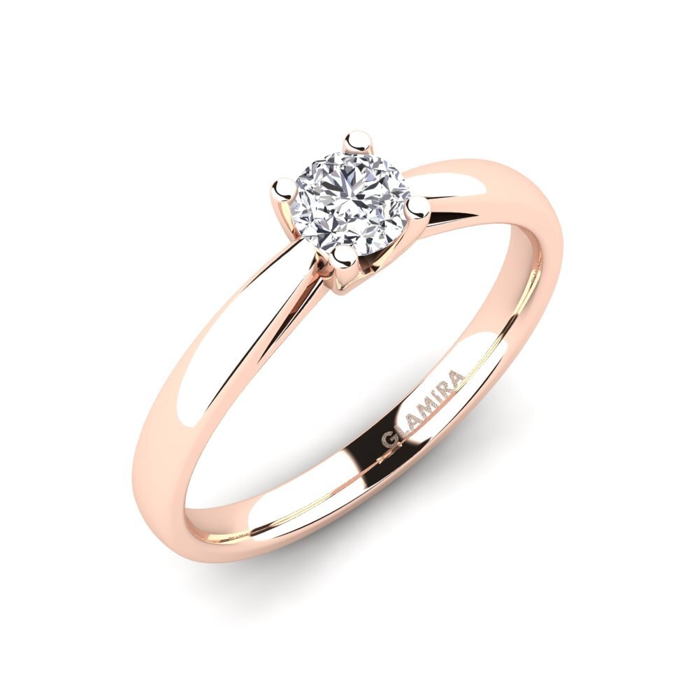 Bague De Fiançailles En Or Rose 14k Avec Diamant Synthétique 0.50 Ct - Taille Personnalisée - Neuf