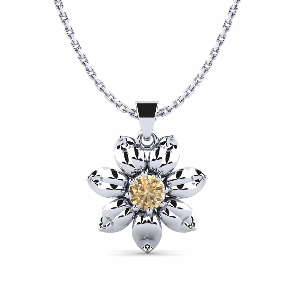 Flower Necklaces GLAMIRA Pendant Gracielli 585 White Gold Brown Diamond