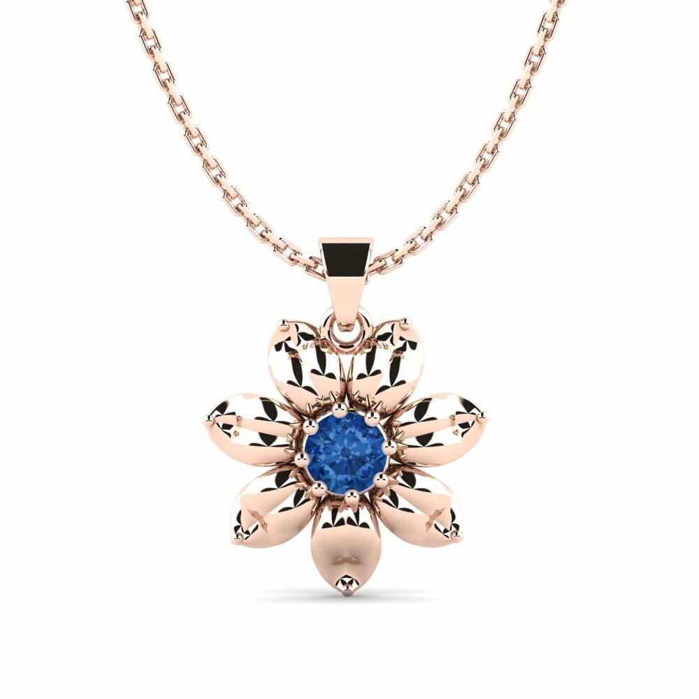 Vàng Hồng 9K Đá Zirconia Xanh Lam Mặt dây chuyền nữ Gracielli