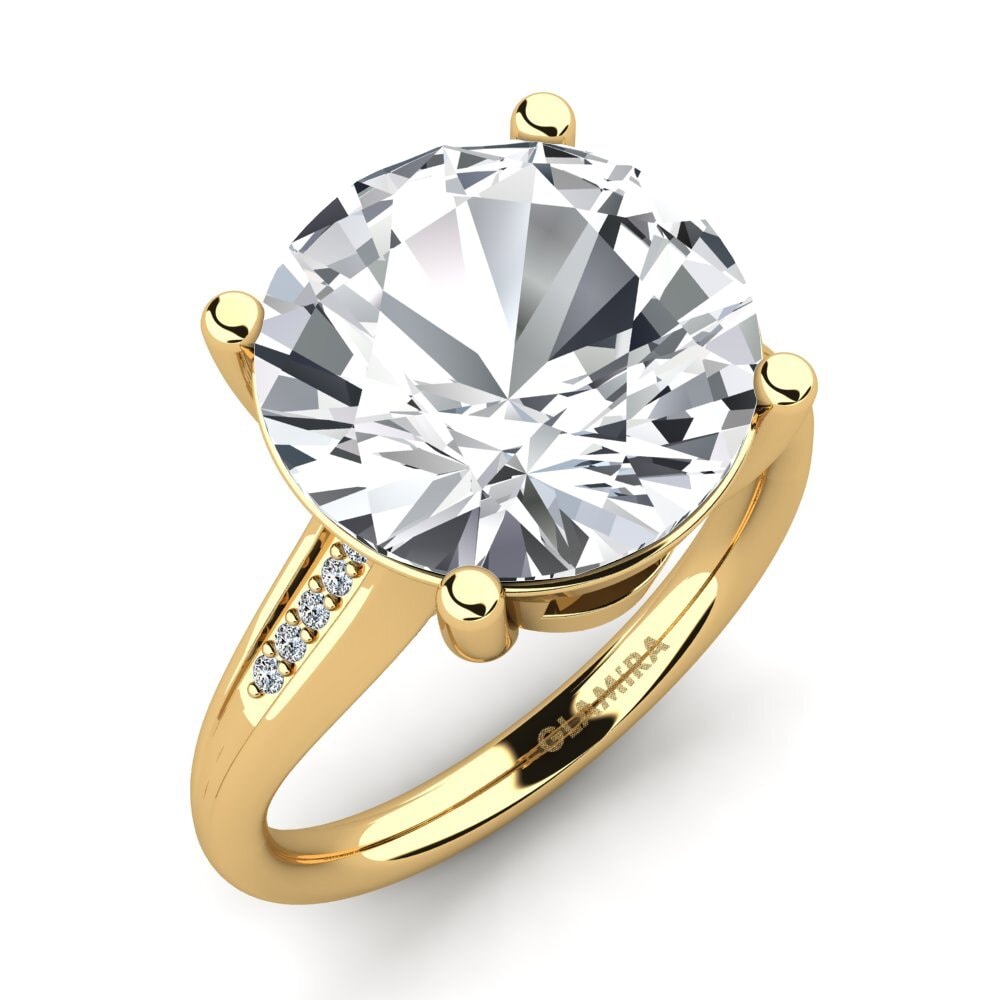 18k Oro Amarillo Circón Blanco Anillo Gracina