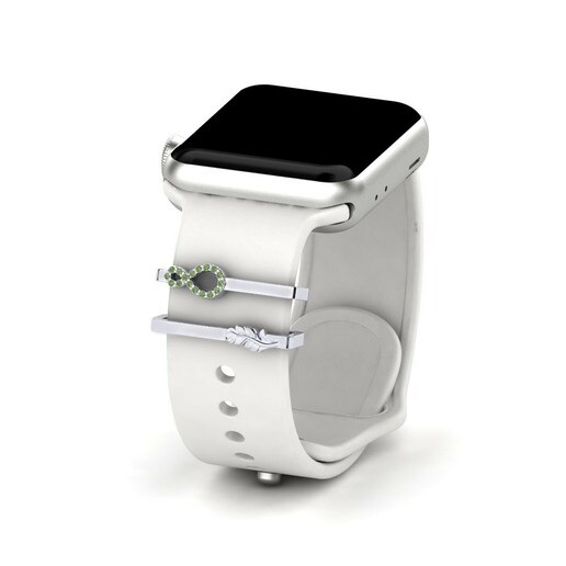Phụ kiện Apple Watch® Gracioso - SET Vàng Trắng 585 & Kim Cương Xanh Lá Cây