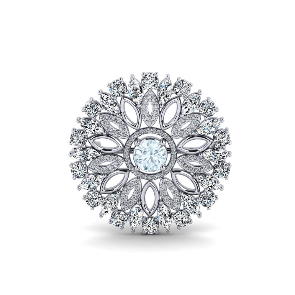 14ct White Gold Aquamarine Brooch Gradenas
