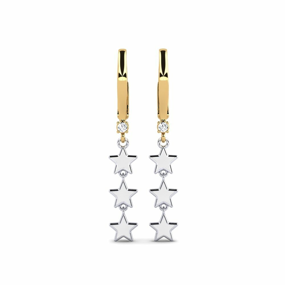 18k Oro Blanco & Amarillo Pendiente de mujer Grafico