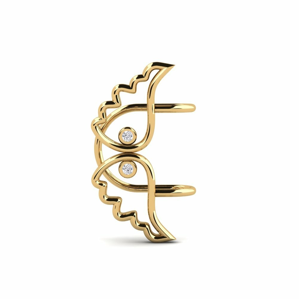 Brazalete de oreja Ear Cuffs Pendientes Graphy Oro Amarillo 375 Diamante
