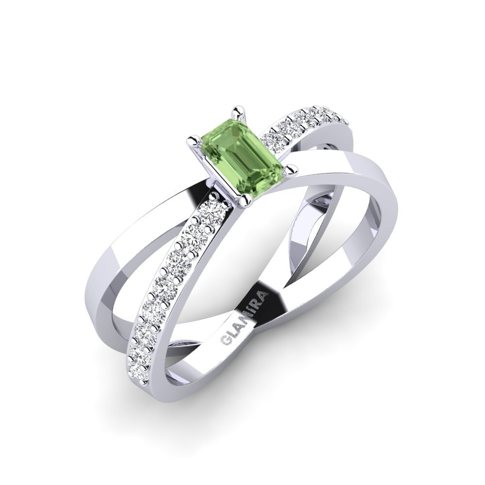 Emerald Cut Green Sapphire Engagement Ring Grasass