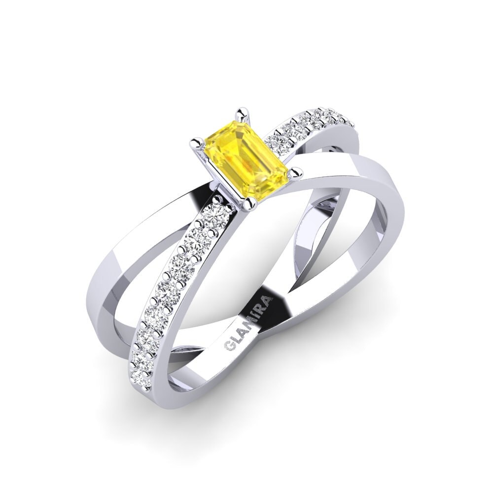 Emerald Cut Yellow Sapphire Engagement Ring Grasass