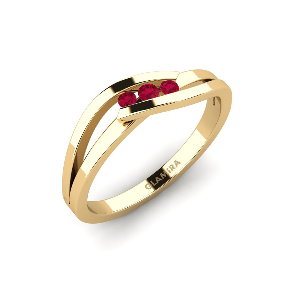 14K Yellow Gold Ruby Engagement Ring - EGL/IGL Certified, I2 Clarity, Hallmarked, Multi-Stone Women's Ring