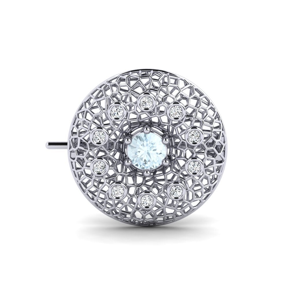 14ct White Gold Aquamarine Brooch Gravely