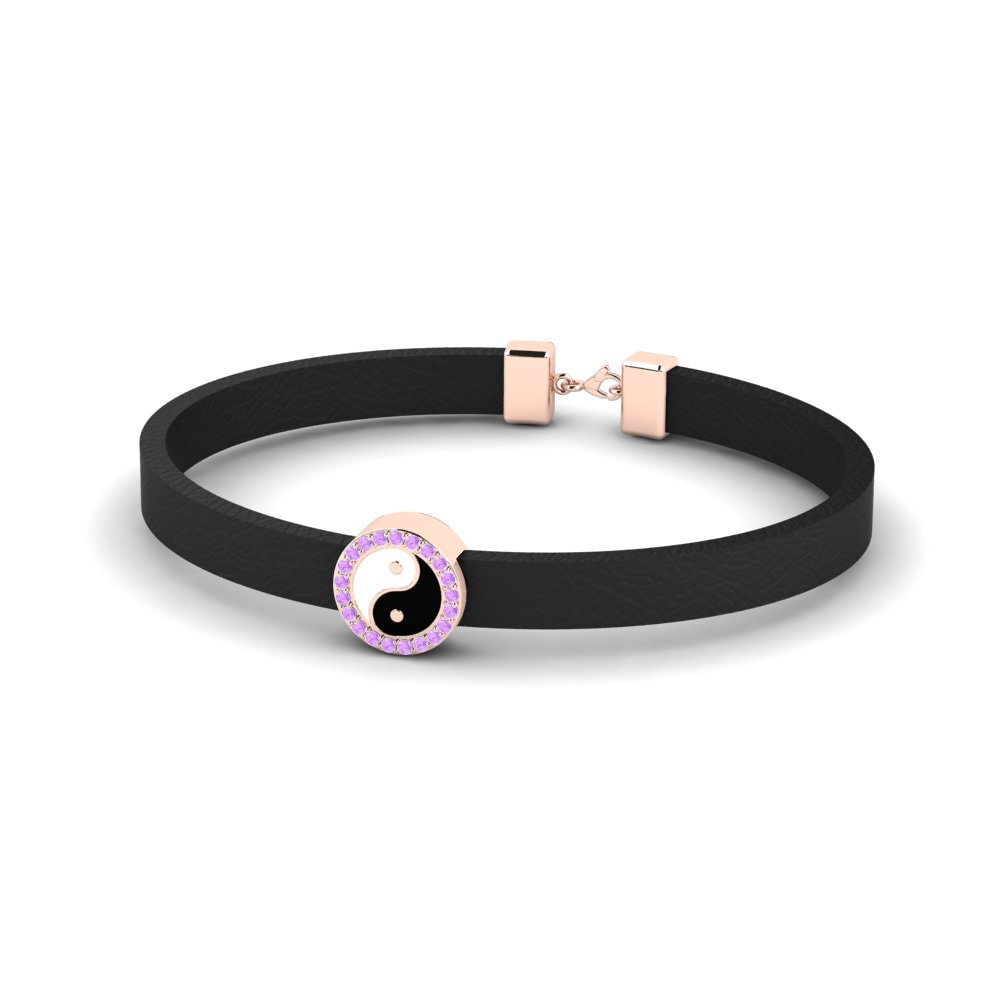 9K Rose Gold Amethyst Men's Bracelet Grayce