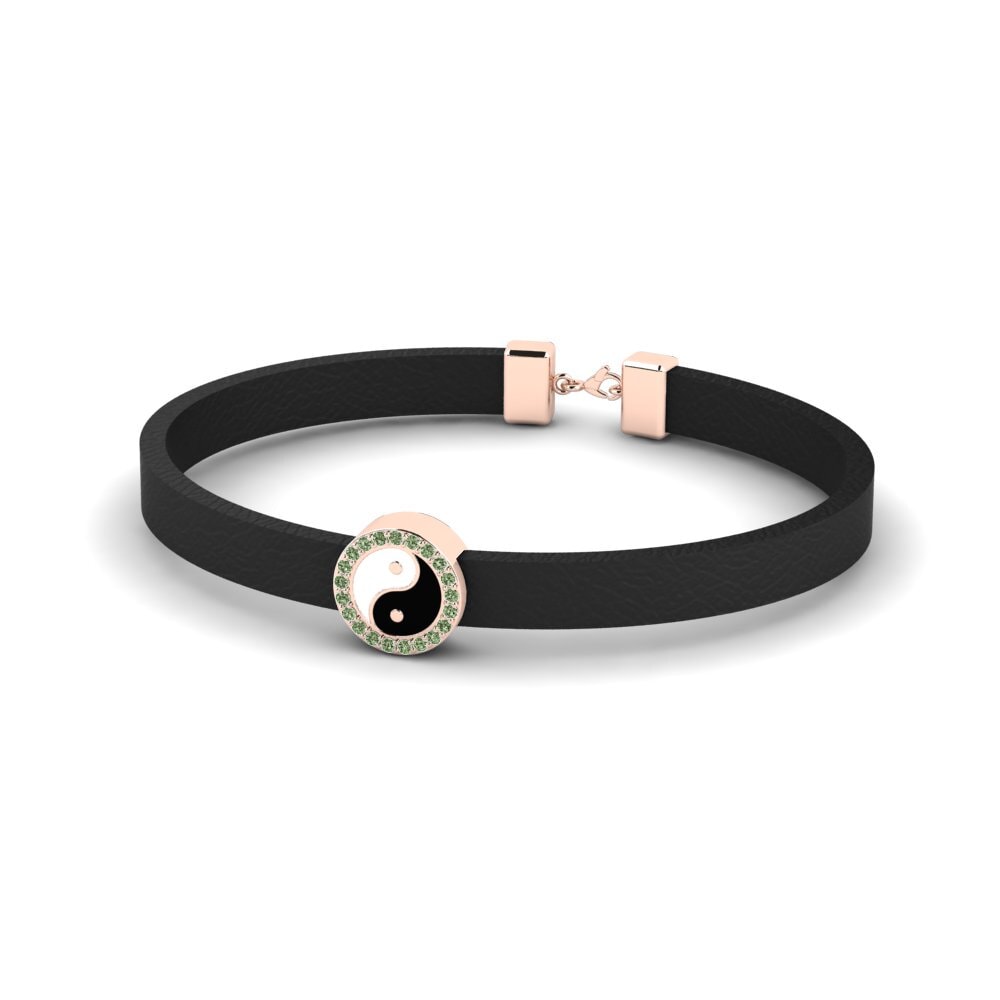 18ct Rose Gold Green Diamond Men's Bracelet Grayce