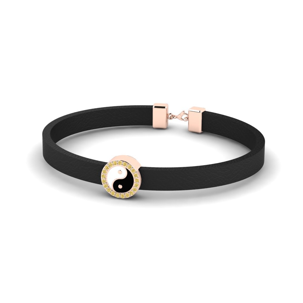 18ct Rose Gold Yellow Diamond Men's Bracelet Grayce