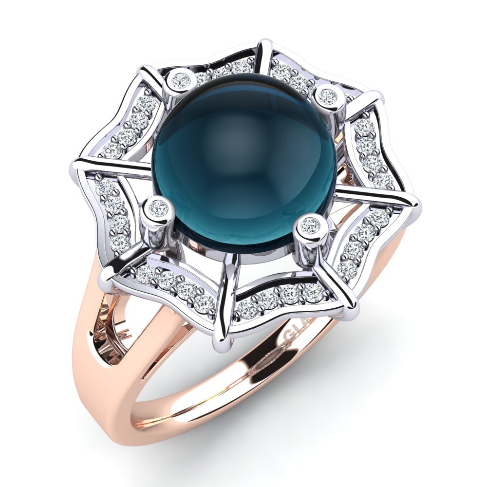 Bague En Argent Massif Avec Cabochon Bleu - Taille 52 - Occasion, Sans Marque