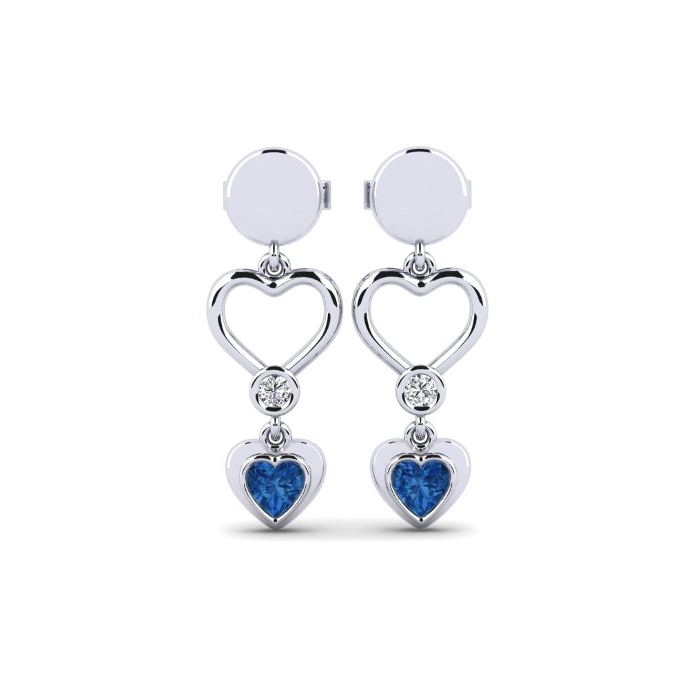 Boucles D'Oreilles Clous En Argent 925 - Fleur Avec Zircone Rouge Et Blanche - Neuf
